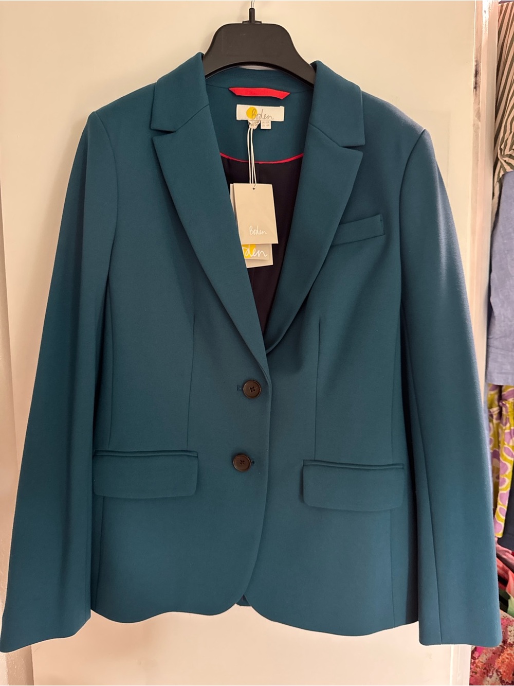 Boden Teal Tailored Two-Button Blazer